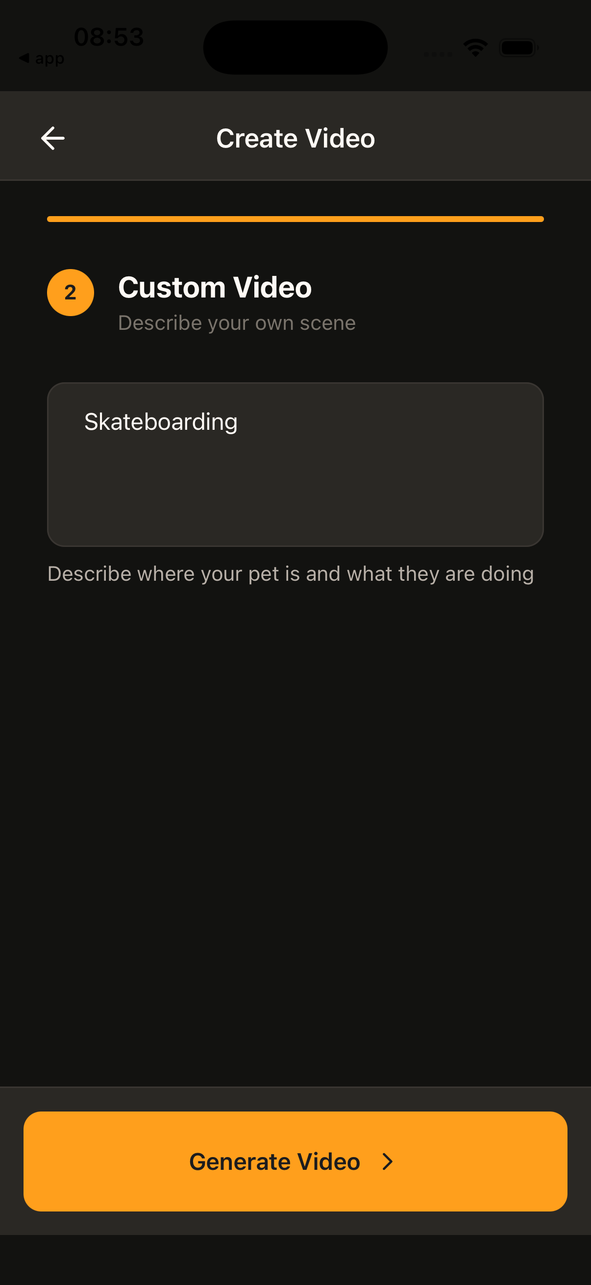 Custom Video screen with a prompt entered